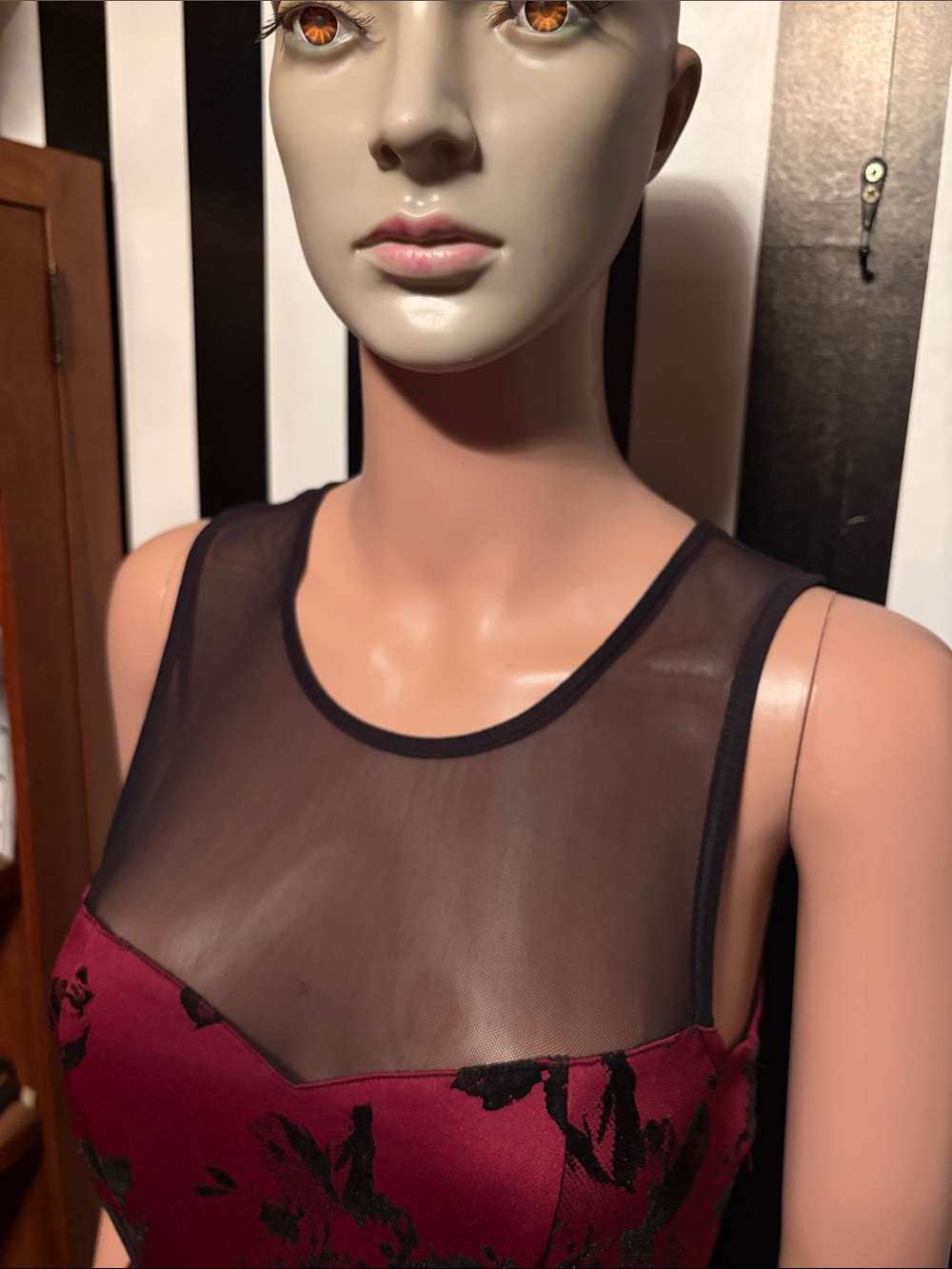 Trixxi Y2K Purple Floral Fit & Flare Dress with Sheer Black Yoke Small 2/4/6 Jrs - Picture 9 of 17